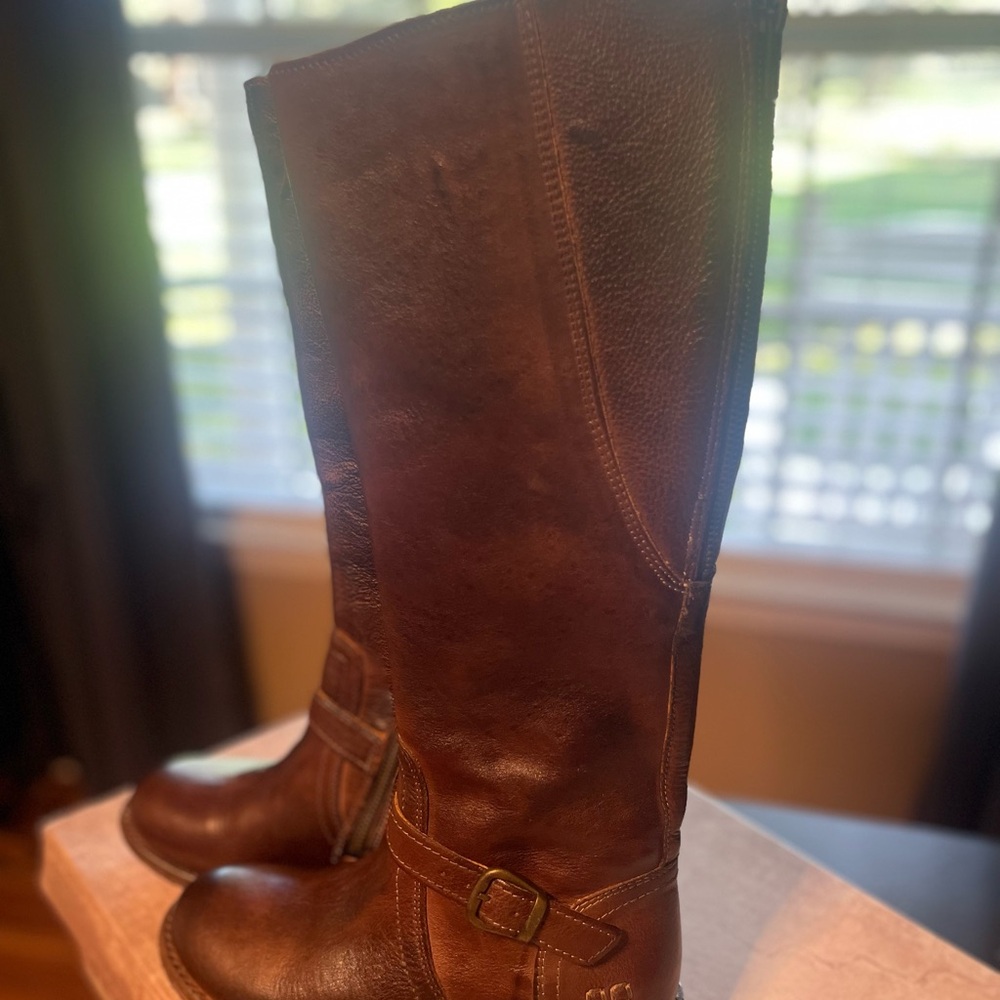 BED|STU Sz 6 Glaye Rustic Teak Brown Leather Knee High Boots